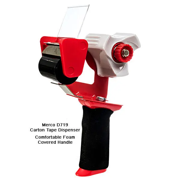 Carton Sealing Tape Dispenser With Soft Grip Padded Handle - For 2 Inch Wide | Merco Tape™ Model D719-Cg 1