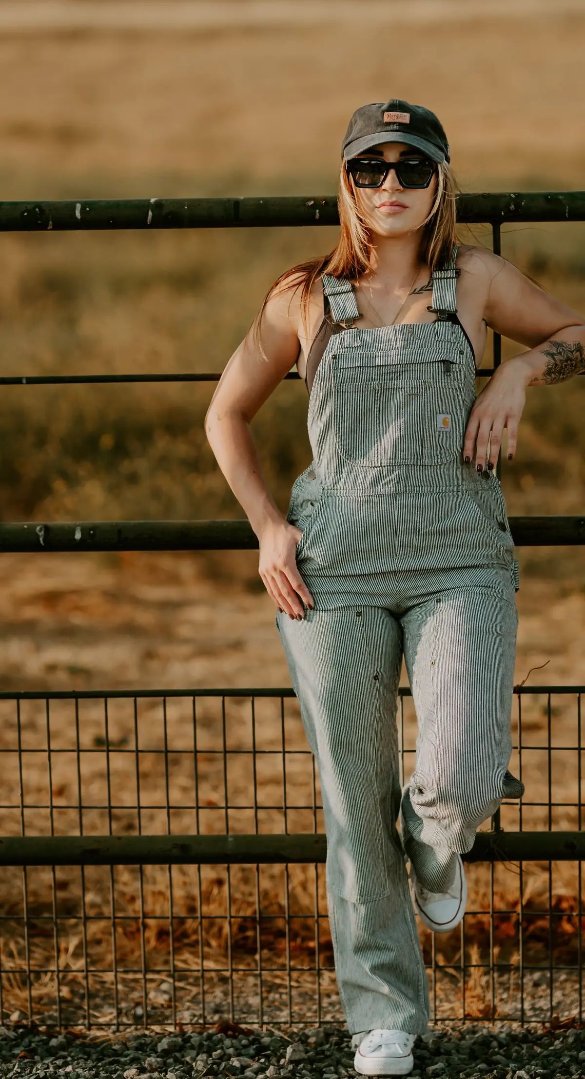 Women's Striped Railroad Overalls 2