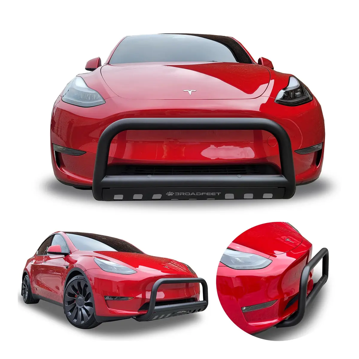 Front Bull Bar With Skid Plate (Dw8) Straight Style Bumper Guard Fits Tesla Model Y 2020-2024 2
