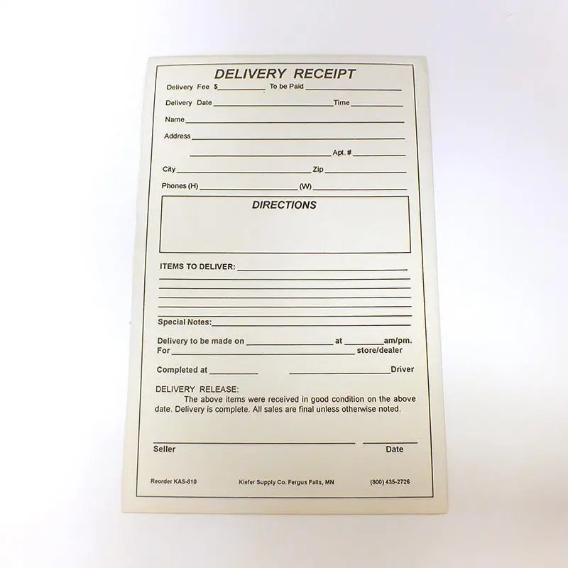 Delivery Receipt Form (Set Of 100) 1