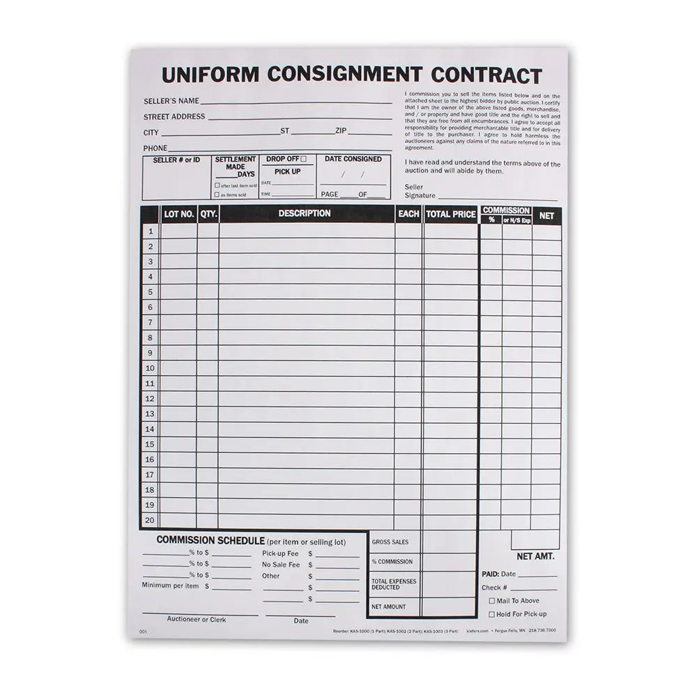 3-Part Detailed Consignment Form (100/Pack) 1