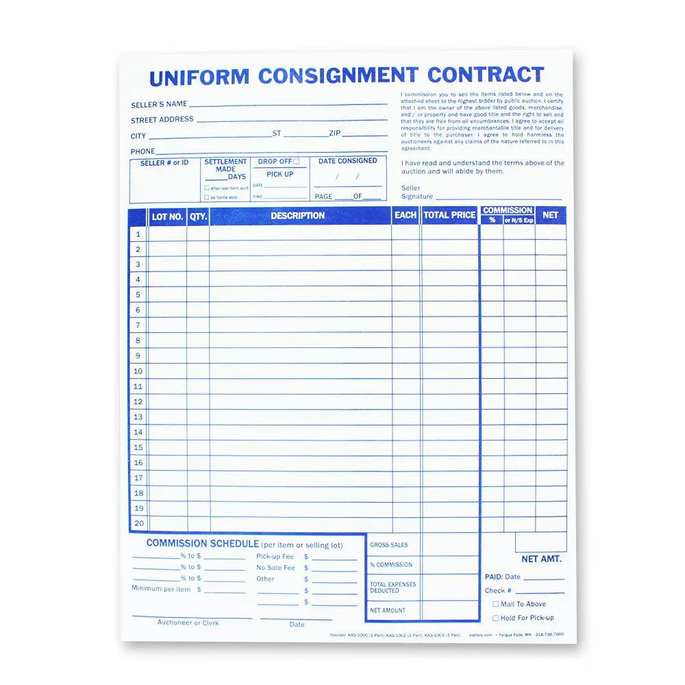 Single Part Detailed Consignment Form (50/Pad) 1