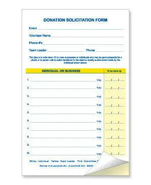 Donation Solicitation Form, 1 Or 2 Part (25/Pack) 1