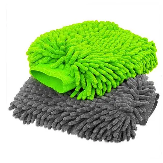 Detailing / Car Wash Mitt - Gloves (Green / Grey) For Washing, Scrubbing & Cleaning 1
