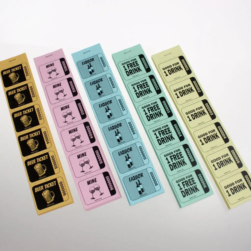 Drink Tickets (240/Book) - 5 Versions 1