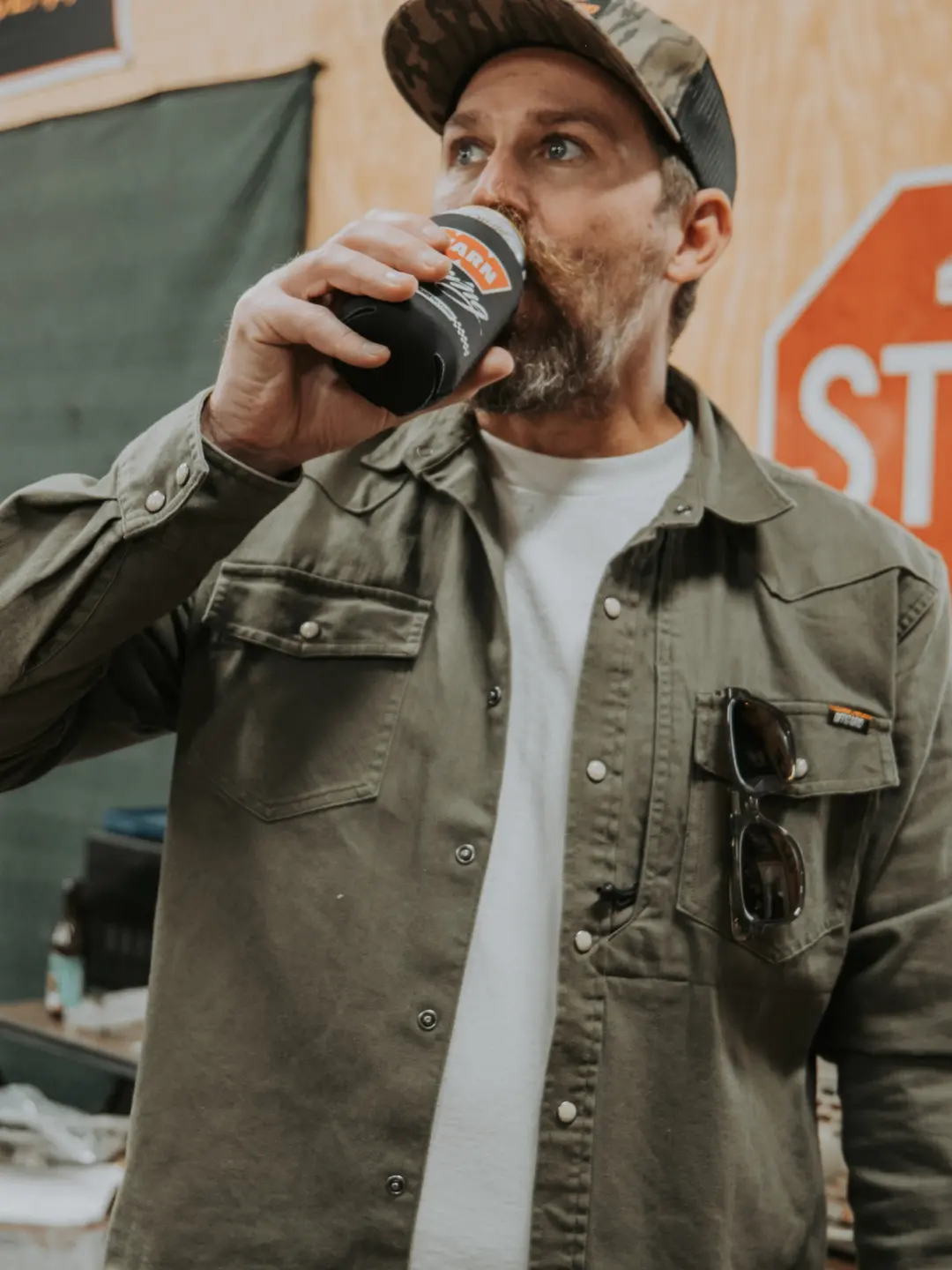 Earl Denim Shirt - Dusty Olive 2