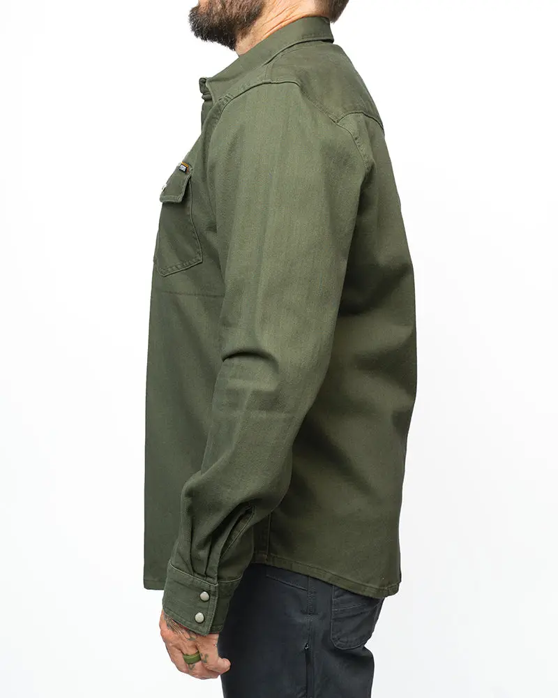 Earl Denim Shirt - Dusty Olive 4