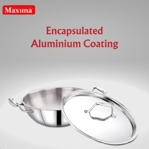 Maxima Tri Ply Stainless Steel Kadhai With Stainless Steel Lid | Heat Resistant Handle | Induction Bottom And Dishwasher Compatible 3