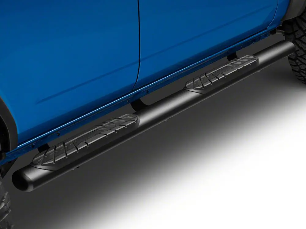 Barricade 4-Inch Oval Straight Side Step Bars – Light Textured Black for 2021–2025 Bronco 4-Door