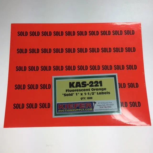 Fluorescent Orange "Sold" 1" X 1-1/2" Labels (1000/Pack) 1