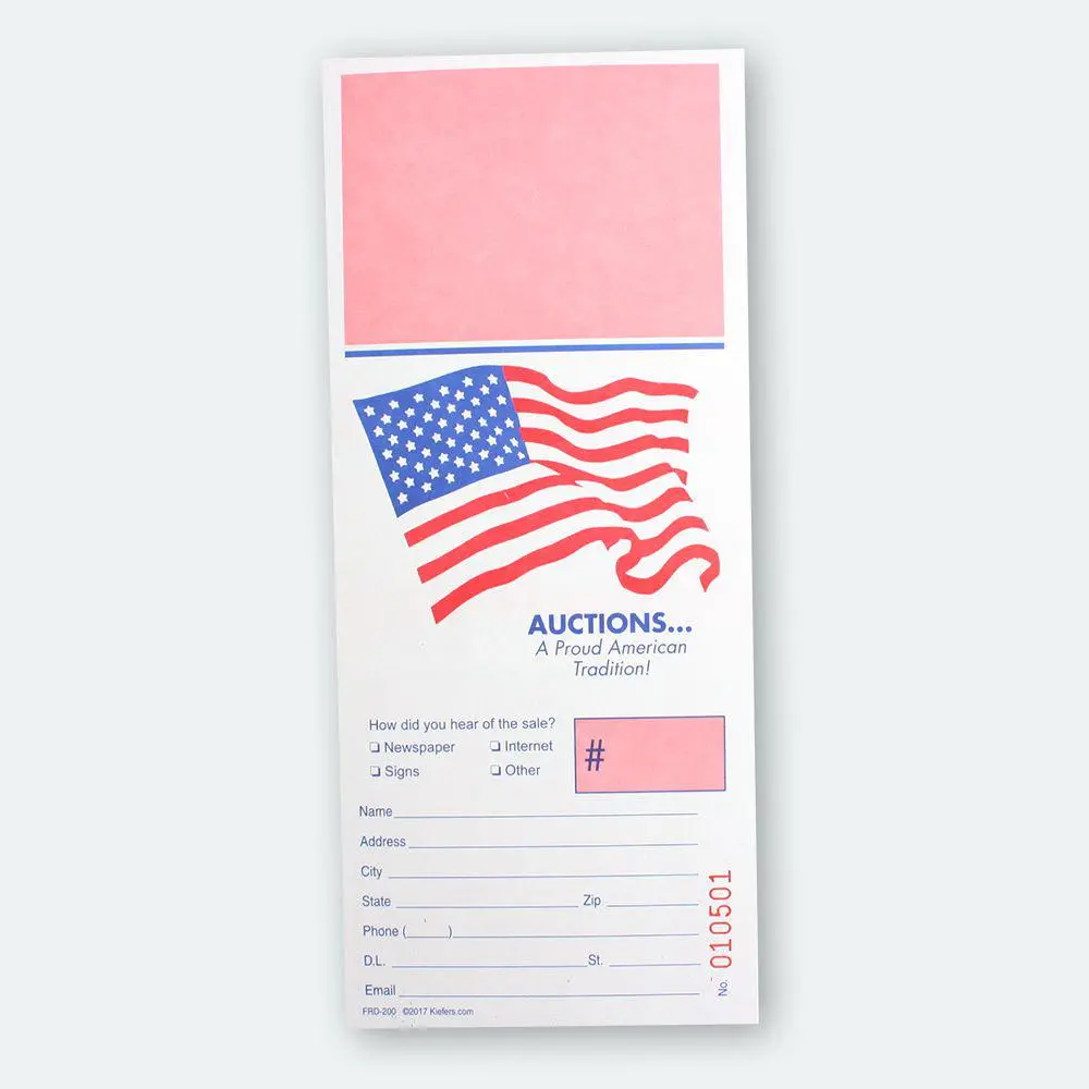 Freedom Bid Cards W/ Registration Stub (500/Pack) 1
