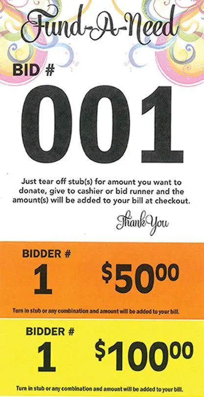 Fund-A-Need Cards, 2 Stub (100/Pack) 1
