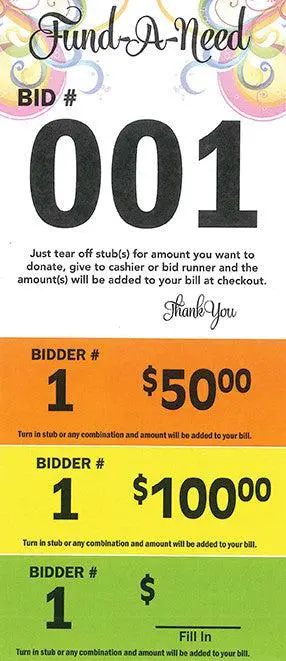 Fund-A-Need Cards, 3 Stub (100/Pack) 1