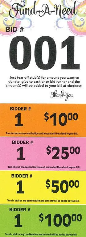 Fund-A-Need Cards, 4 Stub (100/Pack) 1