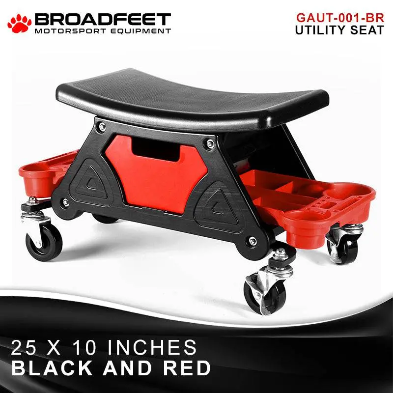 Multifunctional Utility Stool Chair Seat With Wheels In Red & Black 1