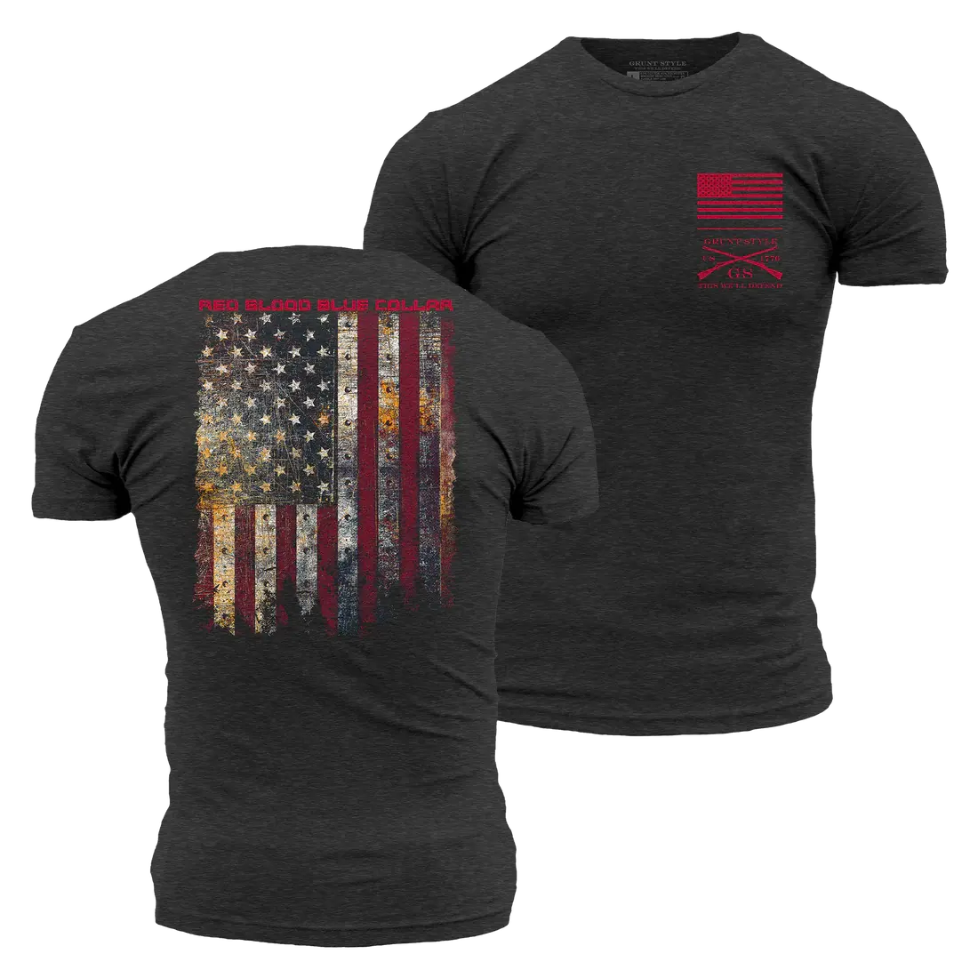 Red Blood Blue Collar Tee - Charcoal 1