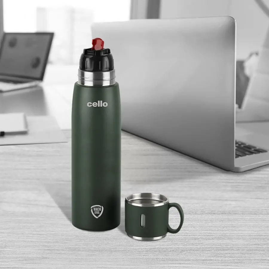 Cello Duro Cupstyle Double Walled, Duro Tuff Steel Series, Vacusteel Water Flask With Durable Dtp Coating | With Zip Cover 1
