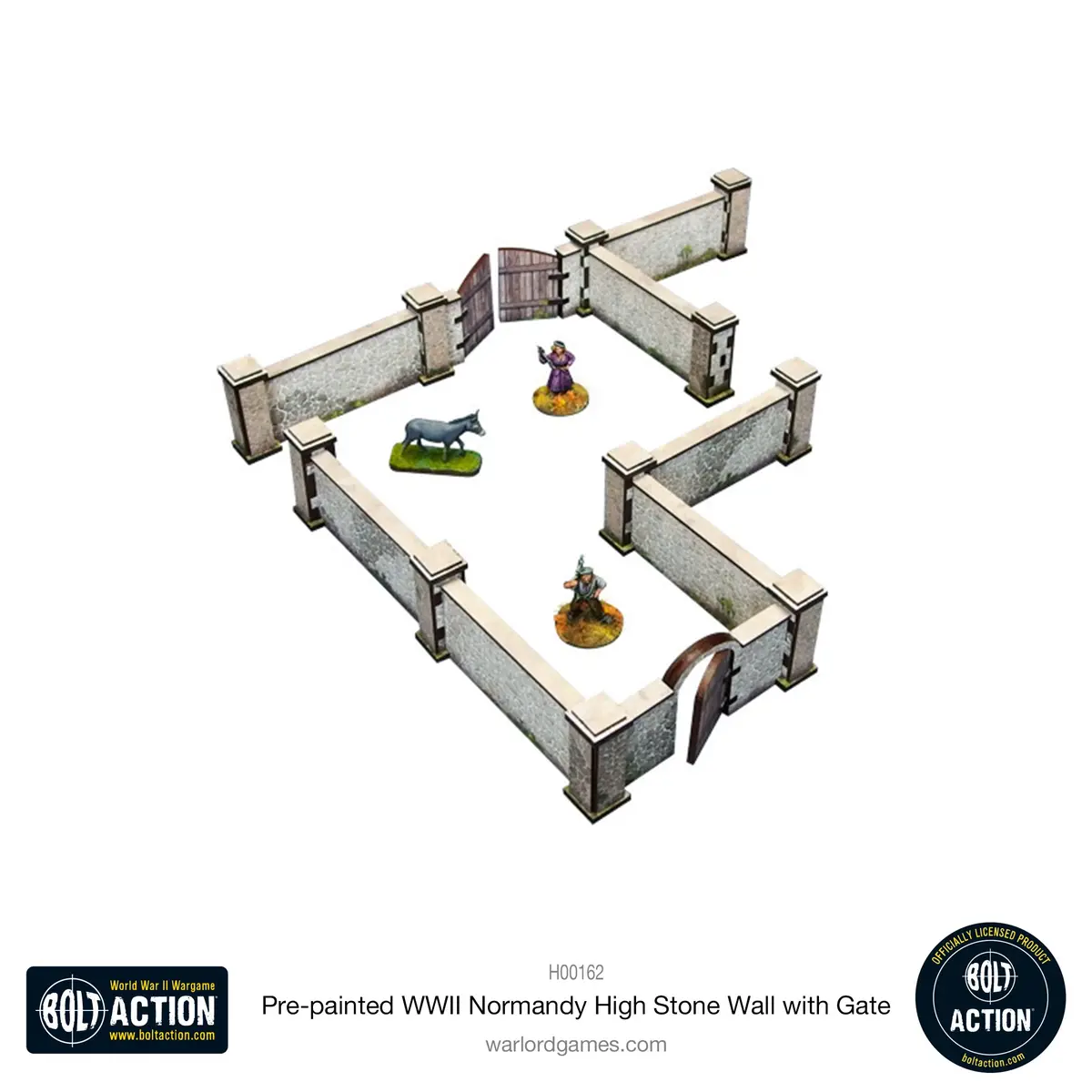 Bolt Action: Pre-Painted Wwii Normandy High Stone Wall With Gate 1