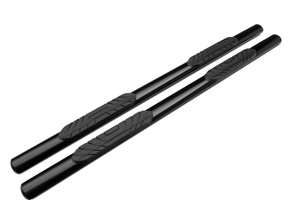 Barricade 4-Inch Oval Straight End Side Step Bars; Rocker Mount; Black (07-19 Sierra 2500 Hd Crew Cab) 2