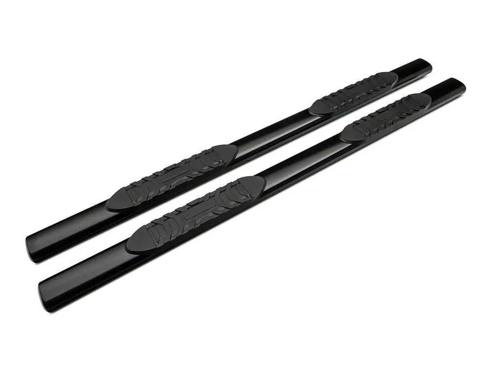 Barricade 5-Inch Oval Straight End Side Step Bars; Rocker Mount; Black (07-19 Sierra 2500 Hd Crew Cab) 2