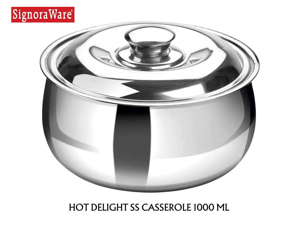 Signoraware Hot Delight/Therma Double Wall Stainless Steel Belly Shape/Straight Wall Casserole | Mirror Polish 2