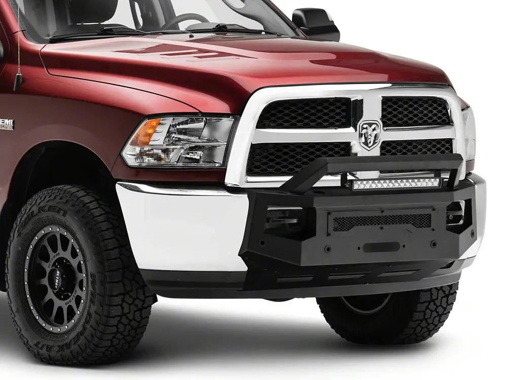 Barricade HD Stubby Front Bumper with Winch Mount and 20-Inch Single-Row LED Light Bar for 2013–2018 Ram 2500