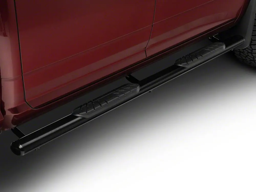 Barricade 4-Inch Black Oval Side Steps with Straight Ends for 2010–2024 Ram 2500 Crew Cab