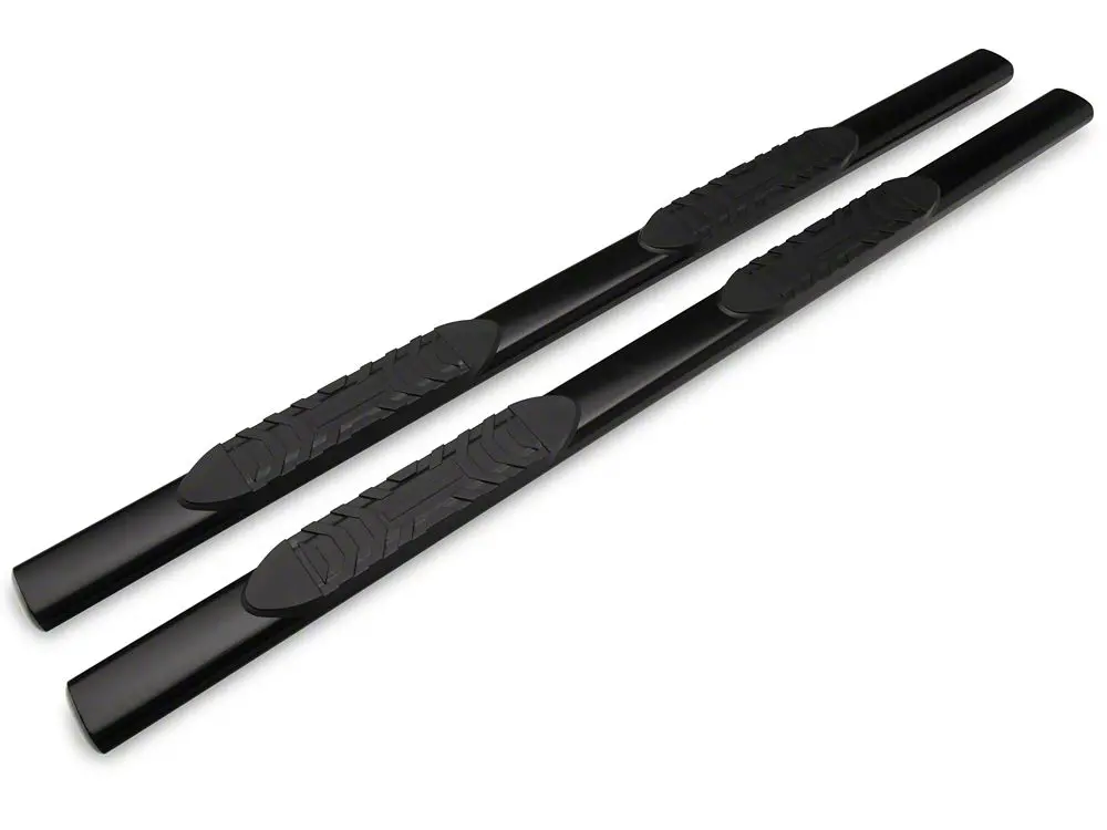 Barricade 5-Inch Oval Straight End Side Step Bars; Gloss Black (10-24 Ram 2500 Mega Cab) 2