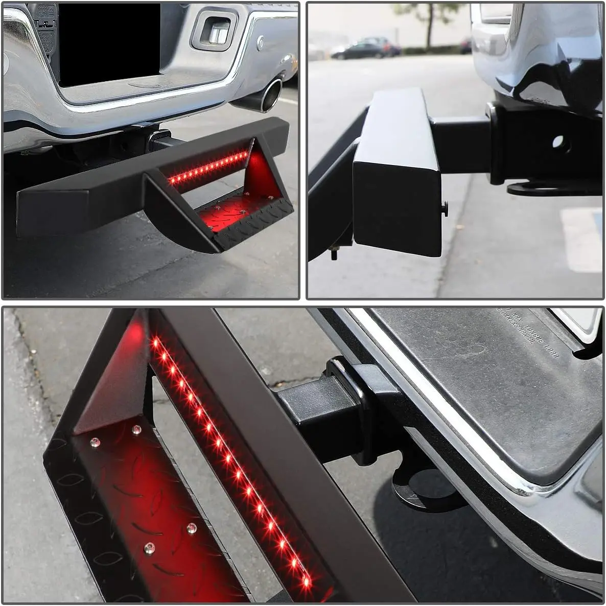 2" Hitch Receiver Accessories - T1 Series 32.5" Hitch Step - Steel Design With Red Led Light 2