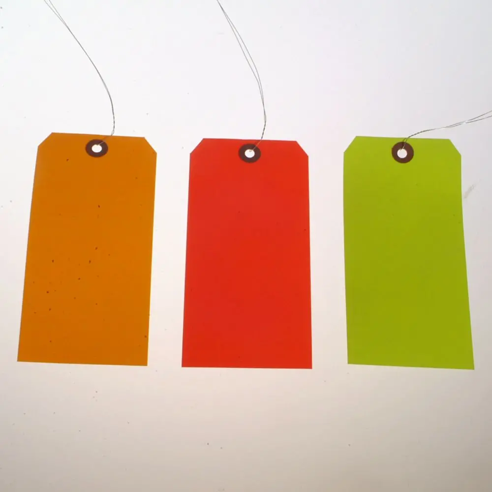 Hi-Vis Blank #8 Lot Tags, Wired (1000/Box) 3 Colors 1