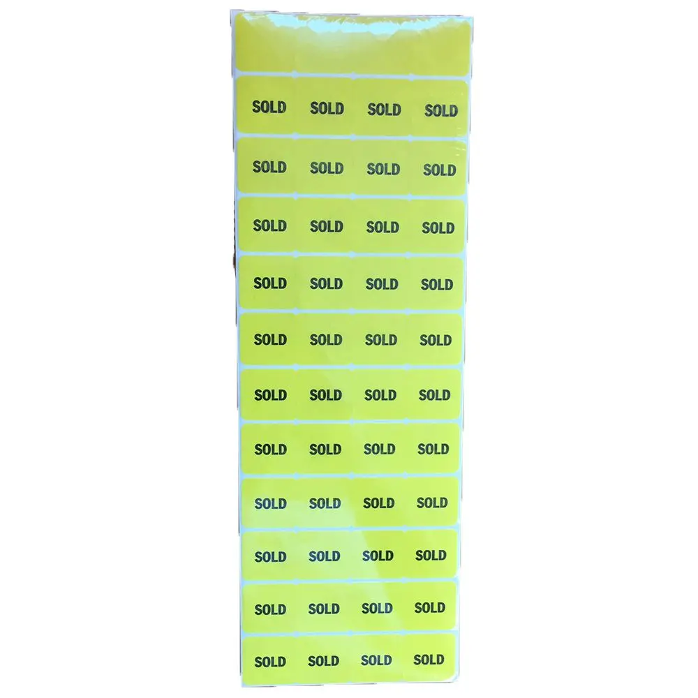 Hivis Yellow "Sold" 1" X 1" Tamperproof Labels (1000/Pack) 1
