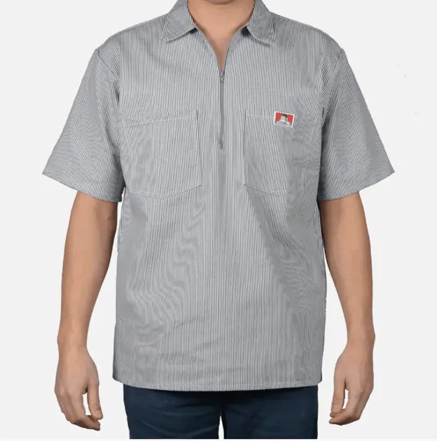 1/2 Zipper Short Sleeve Hickory Stripe 1