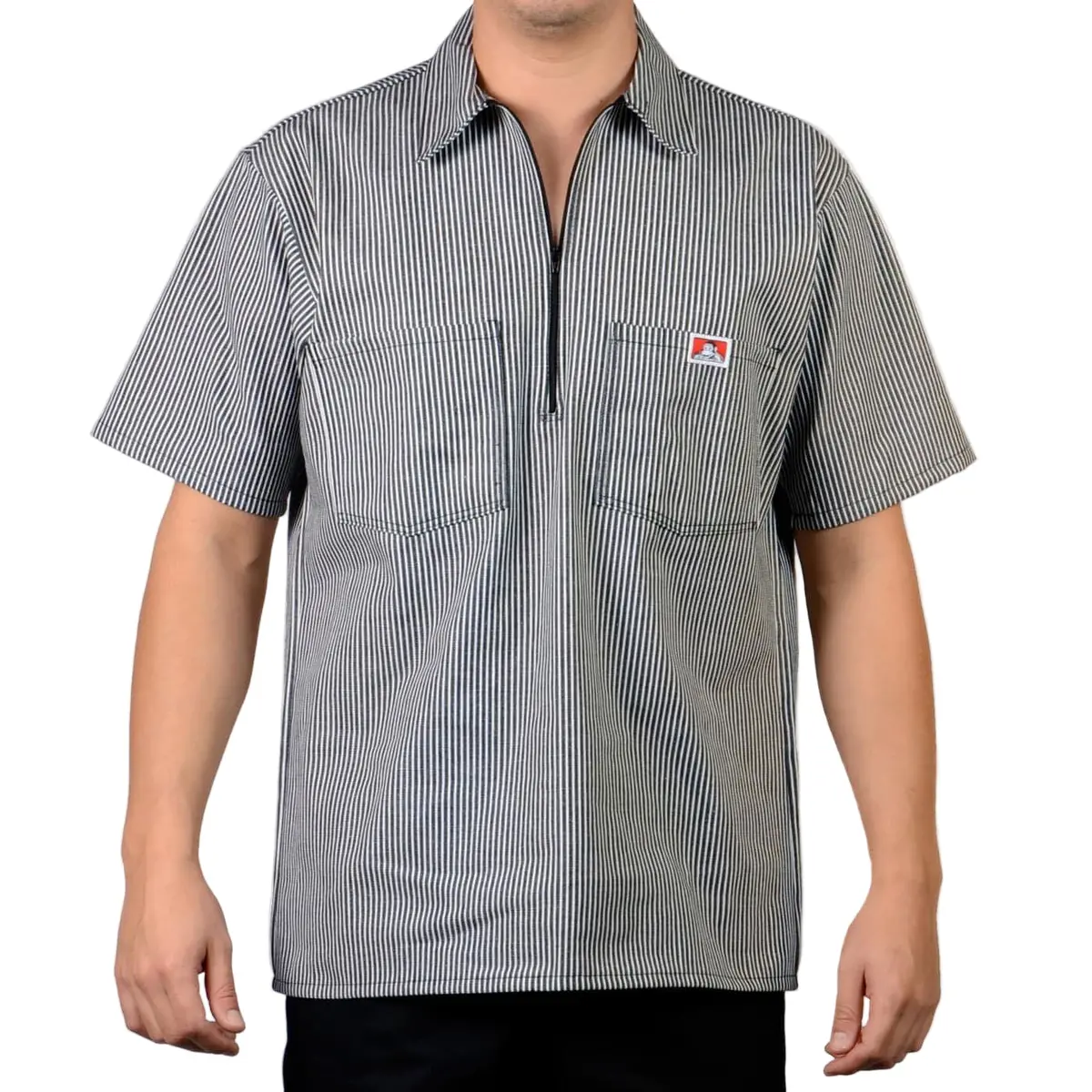 1/2 Zipper Short Sleeve Stripe - Black 1