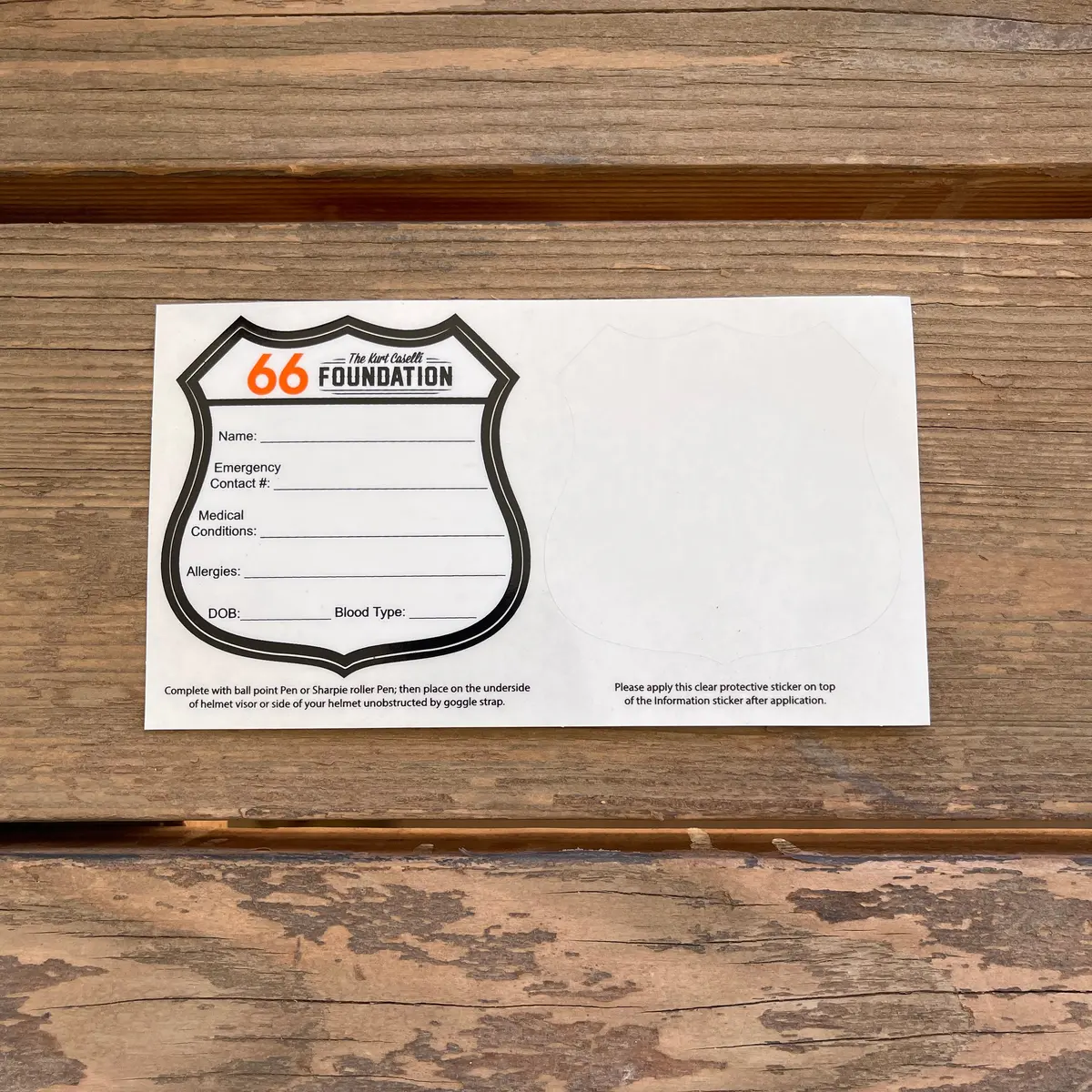 Emergency Contact Helmet Sticker 1