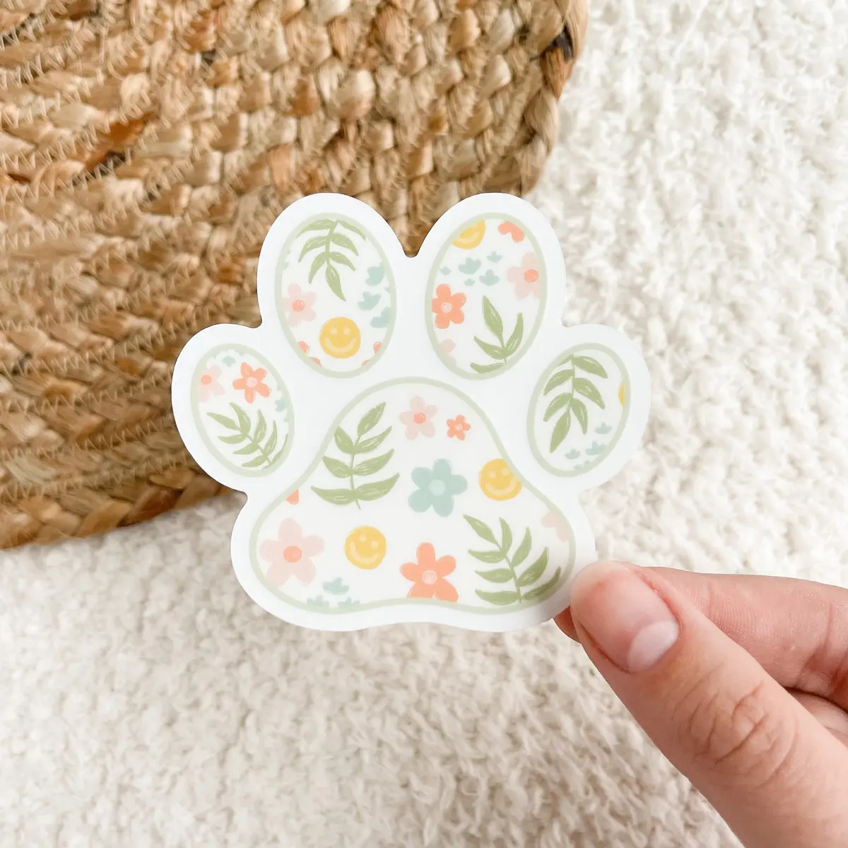 Floral Paw Print Sticker 1