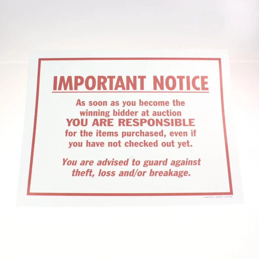 "Important Notice" - 12" X 18" Laminated Sign 1