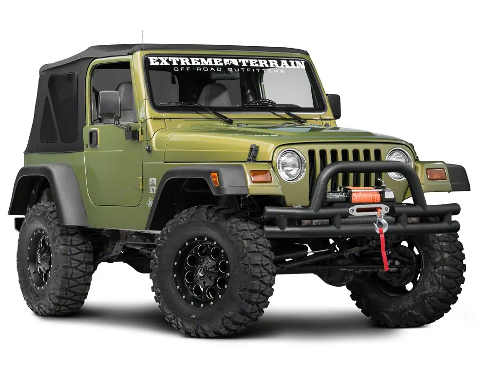 Barricade Tubular Front Bumper With Winch Cutout; Textured Black (87-06 Jeep Wrangler Yj & Tj) 2