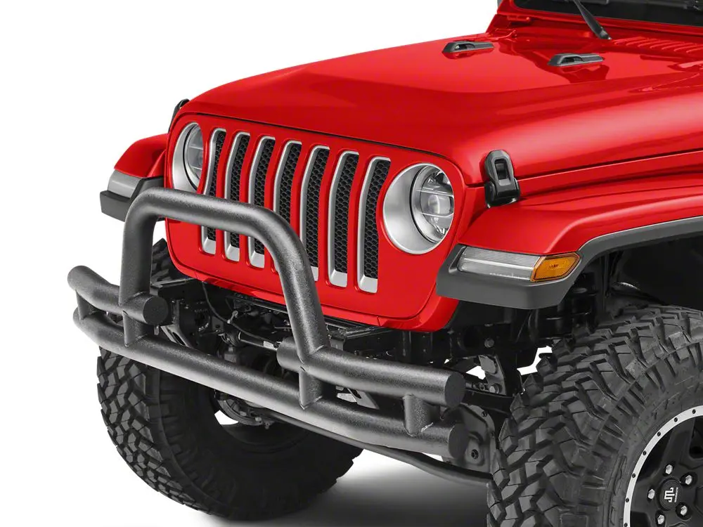 Barricade Textured Black Tubular Front Bumper with Winch Cutout for 2018–2025 Jeep Wrangler JL
