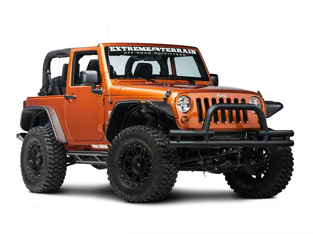 Barricade Tubular Front Bumper With Winch Cutout; Textured Black (07-18 Jeep Wrangler Jk) 2