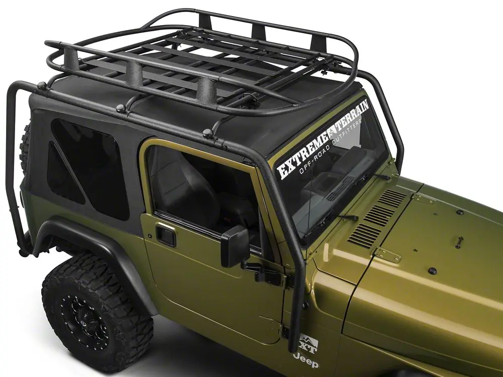 Barricade Textured Black Roof Rack Basket for 1987–2006 Jeep Wrangler YJ & TJ