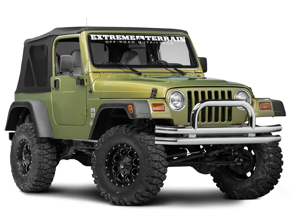 Barricade Double Tubular Front Bumper With Classic Over-Rider Hoop; Polished (76-06 Jeep Cj, Wrangler Yj & Tj) 2