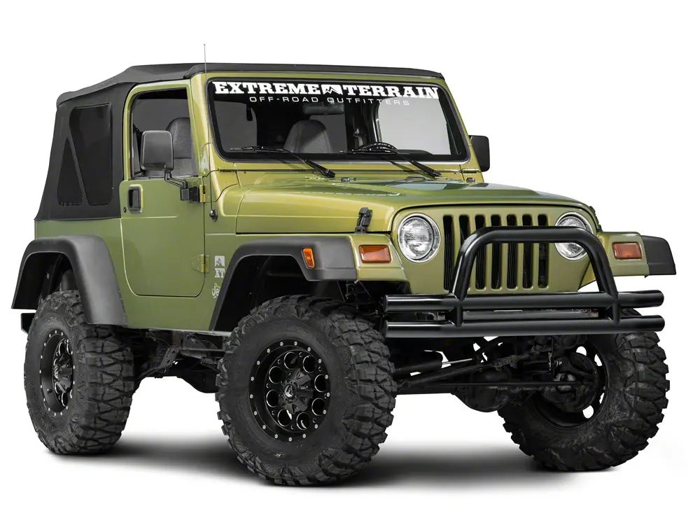 Barricade Double Tubular Front Bumper With Classic Over-Rider Hoop; Gloss Black (87-06 Jeep Wrangler Yj & Tj) 2