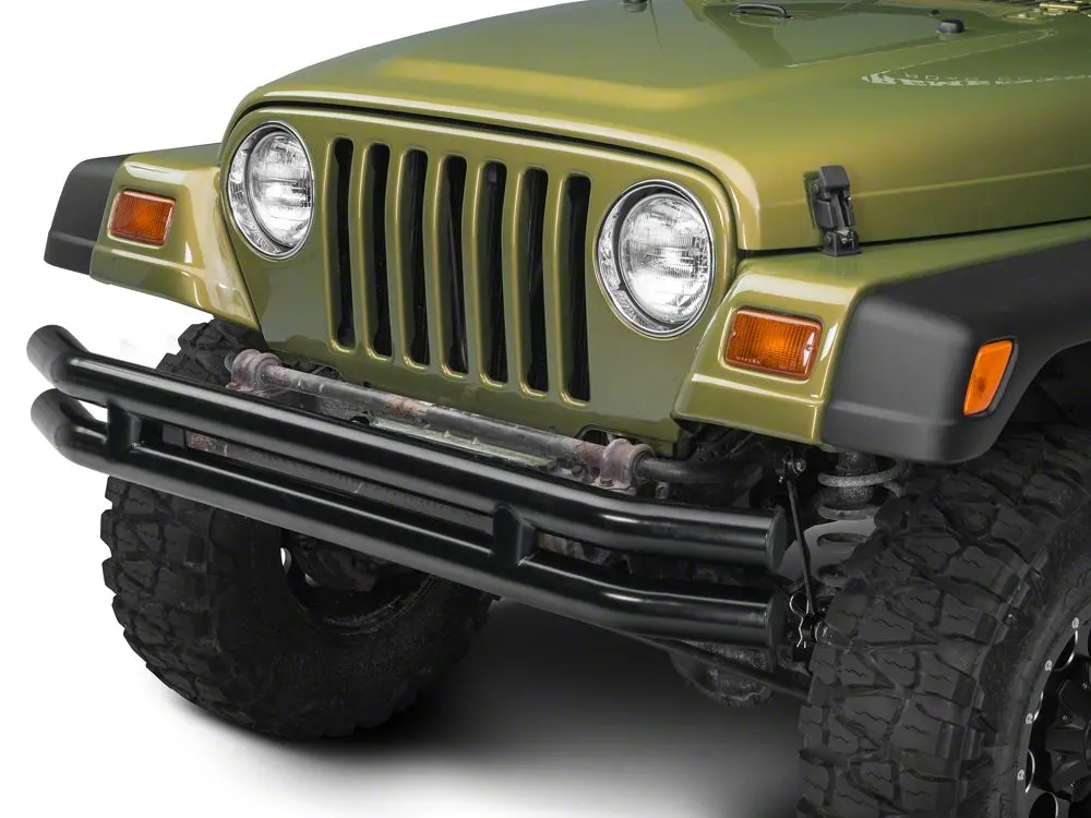 Barricade Gloss Black Double Tubular Front Bumper – Compatible with 1987–2006 YJ & TJ Jeep Wranglers