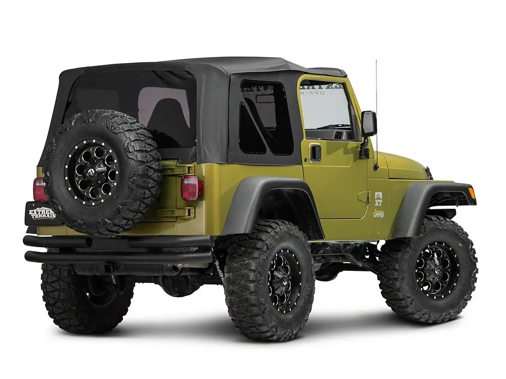 Barricade Double Tubular Rear Bumper With Receiver Hitch; Textured Black (76-06 Jeep Cj, Wrangler Yj & Tj) 2