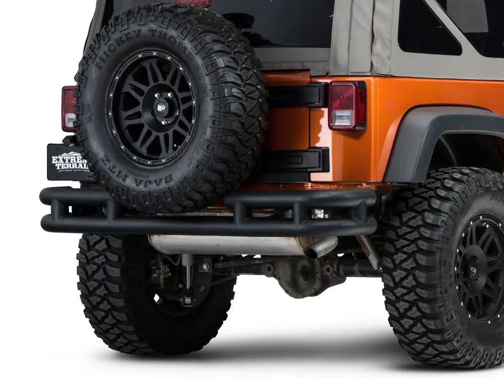 Barricade Textured Black Rear Tubular Bumper with Wrap-Around Design – Fits 2007–2018 JK