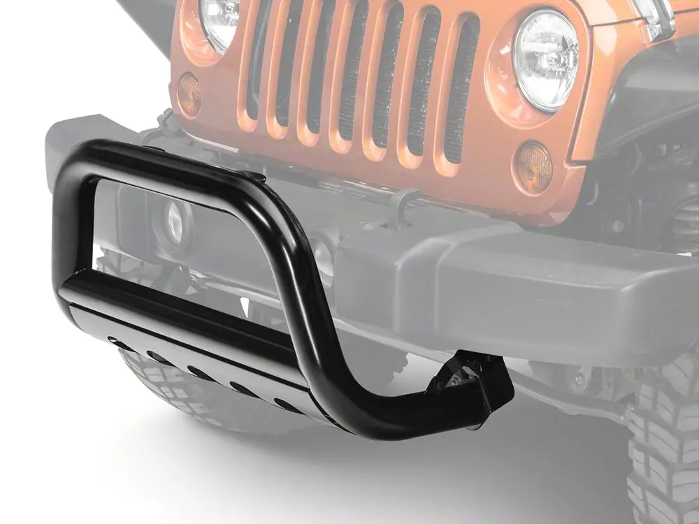 Barricade 3-Inch Gloss Black Bull Bar with Skid Plate – Compatible with 2010–2018 Jeep Wrangler JK