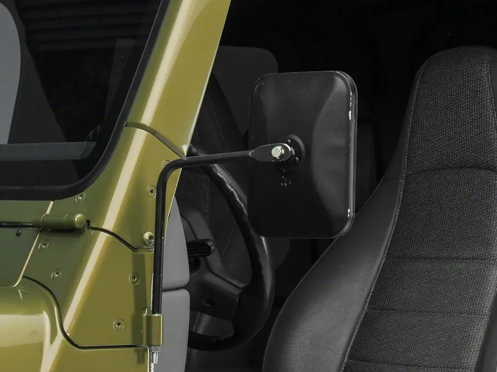 Barricade Rectangular Adventure Mirrors – Textured Black, Fits 1987–2006 YJ & TJ Jeep Wranglers