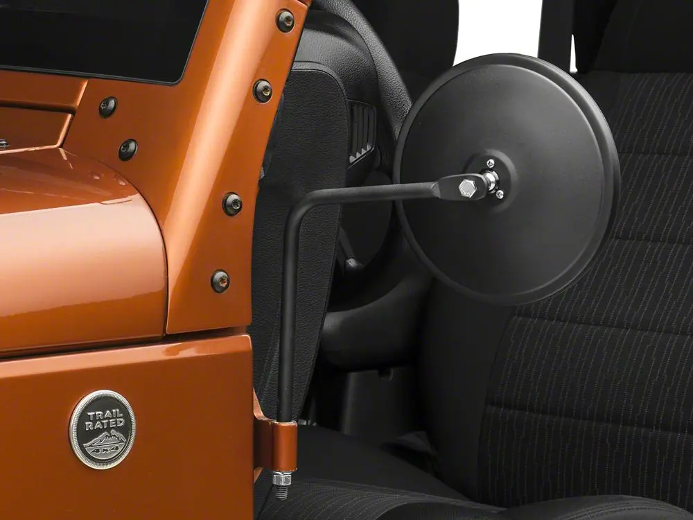 Barricade Round Adventure Mirrors — Textured Black for 2007–2025 Jeep Wrangler JK & JL