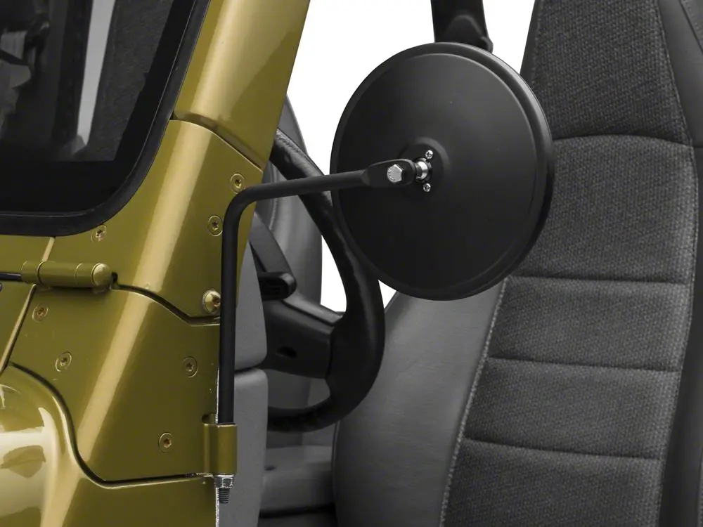 Barricade Round Adventure Mirrors — Textured Black for 1987–2006 Jeep Wrangler YJ & TJ