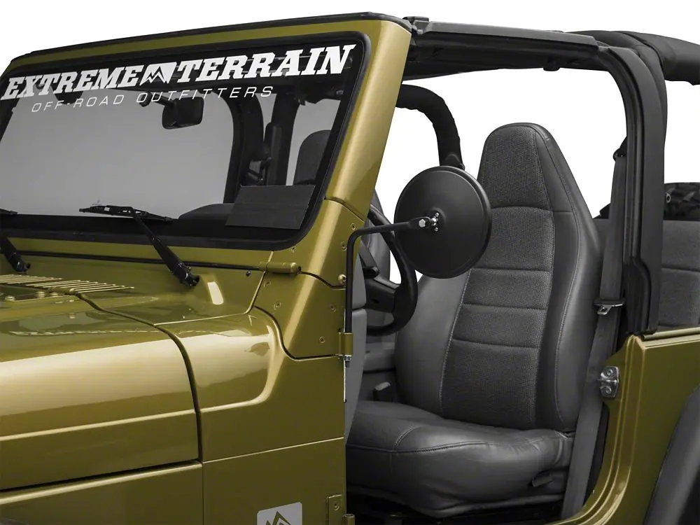 Barricade Round Adventure Mirrors; Textured Black (87-06 Jeep Wrangler Yj & Tj) 2